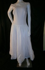 FANCY BRIDAL STORE NY WHITE PINK TEA LENGTH 6 WEDDING GOWN DRESS EYELET LACE