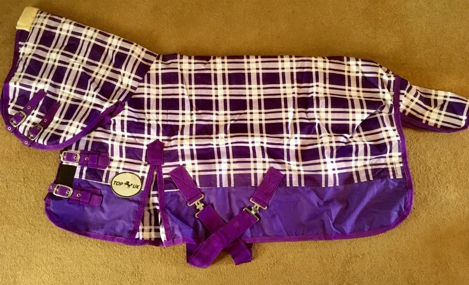 3'0 ZOLL MINI SHETLAND PONY LILA KARO KOMBO WAHLZEIT, WASSERDICHT, TEPPICH 150GM FÜLLUNG