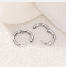 Womens 316L Surgical Steel Round Huggie Hoop Earrings Trendy Jewelry 8-20mm 2Pcs