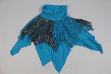 New Girls Asymmetric Teal Blue Silver Sequined Layered Dance Skirt Made USA 2T 2