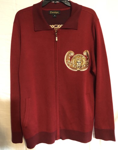 Prestige Mens Red Embroidered Fashion Sweater KTN-755 Size XL