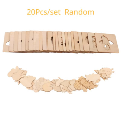 Kids Drawing Toys Montessori DIY Painting Stencils Template Wooden Craft Puzzle 