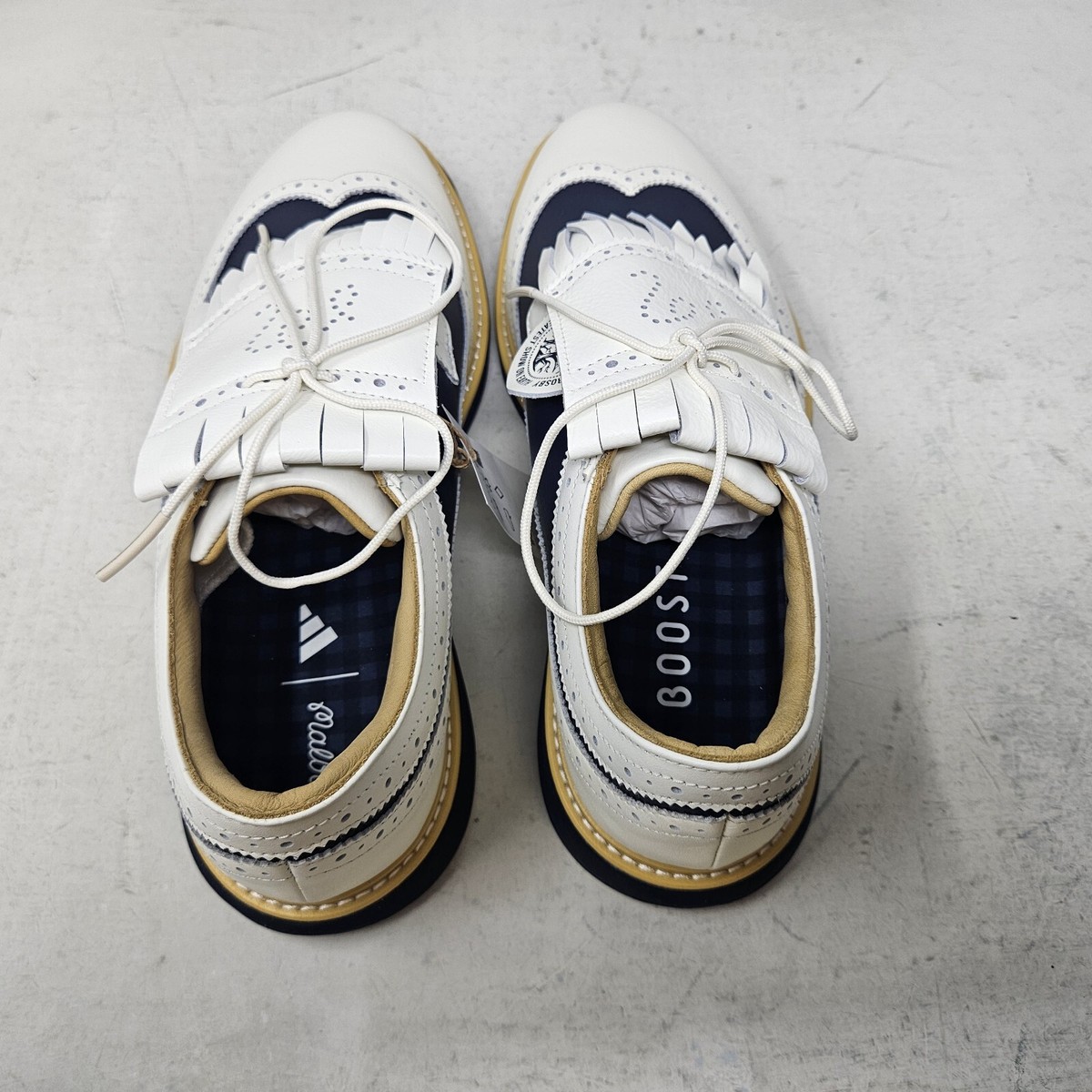 Mens Adidas x Malbon MC87 Spikeless Leather Golf Shoes / Off White 