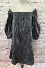 ROWA Womens S Mini Shift Dress Party Pewter Silver Metallic Off The Shoulder