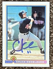 Chuck Knoblauch SIGNED AUTOGRAPH 1991 Bowman Minnesota Twins Rookie Of Year