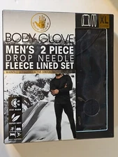 BODY GLOVE 2 PIECE DROP NEEDLE FLEECE LINED SET XL SUPER SOFT BLACK BRAND NEW
