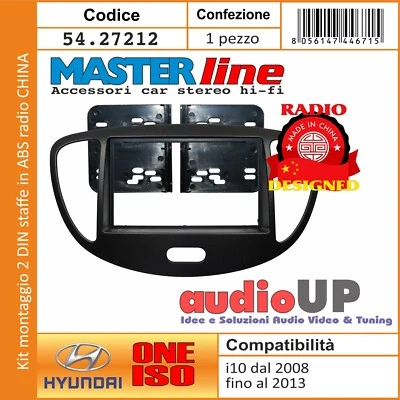 Mascherina Autoradio 2 DIN Masterline Pour Hyundai I10 2008-2014 Kit Noir - Photo 1/4