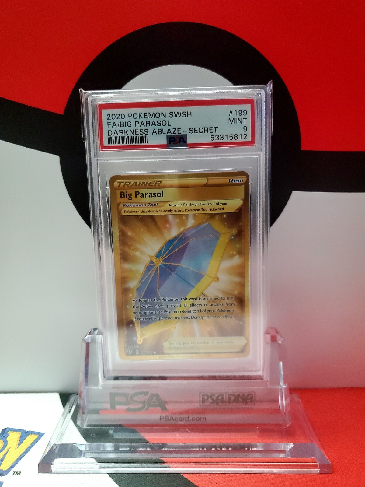 Pokemon Big Parasol #199 SWSH 2020 Darkness Ablaze Full Art Secret PSA 9