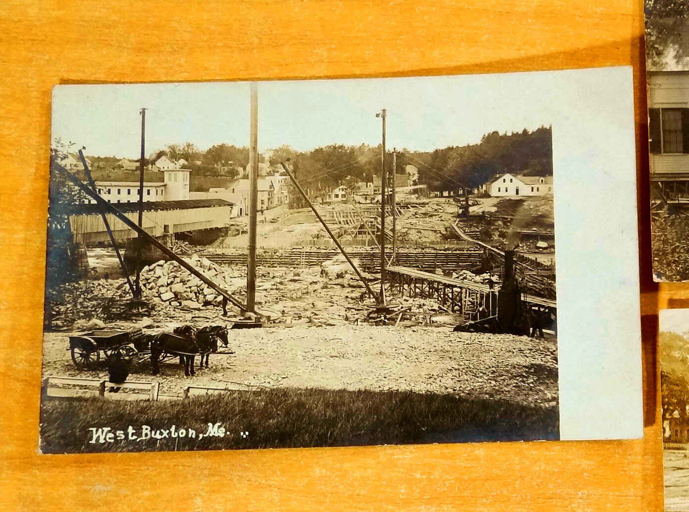 3 Photo Postcards WEST BUXTON Maine ME Dam or Bridge Construction Steam