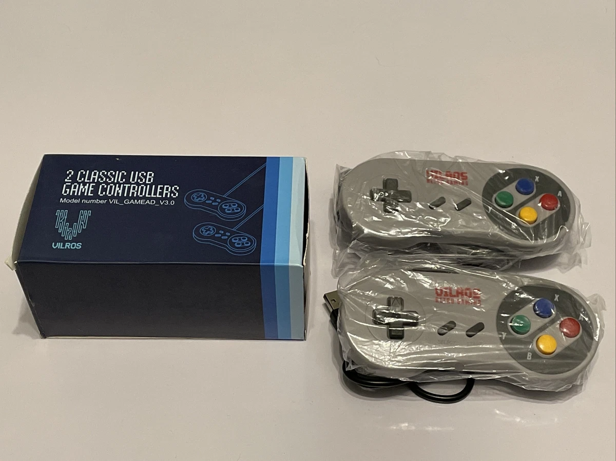 Vilros Retro Gaming SNES Classic Weighted USB Gamepad Set of 2