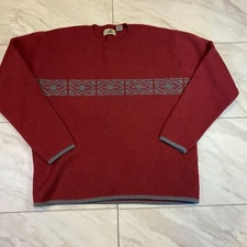 EMS Eastern Mountain Sports 100% Wool Maroon Sweater Mens Large L