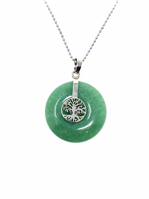 ZARD Tree of Life Charm Necklace in Green Aventurine Donut Disc
