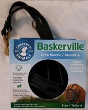 BASKERVILLE BLACK ULTRA MUZZLE FOR DOGS SIZE 4  DUAL LEAD ALL in EXCELLENT COND