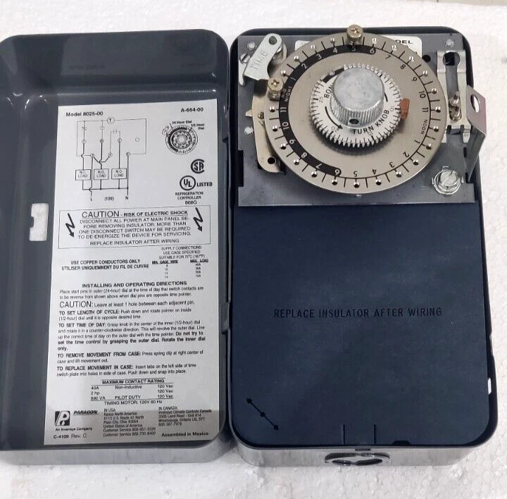 PARAGON MODEL 8025-00 TIMER A-664-00 8000 SERIES TIMING MOTOR 120V 60HZ - Image 3 of 4