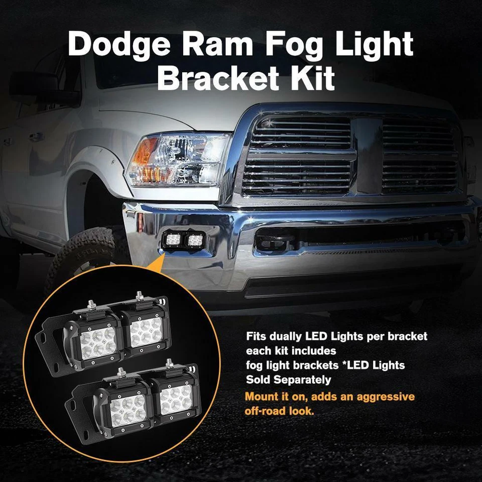 Para Dodge Ram 2500/3500 2010-2018 + 4" 18W LED Pods luz antiniebla lámpara + juego de soportes Foto 2 de 4