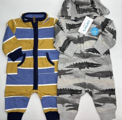 Boys Size 24M Carter's 2-Pack 1-Piece Outfits Jumpers Alligators Jumpsuits