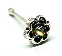 Blume Nasenstecker Klar Cz 22G (0,6Mm) 925 Sterling Silber Pin Kugel Ende Sch...