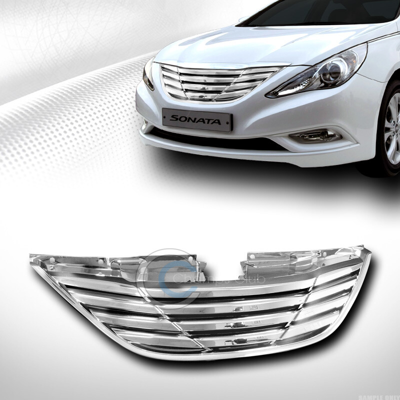 Fits 10-13 Hyundai Sonata Chrome Horizontal Front Hood Bumper Grill Grille Guard