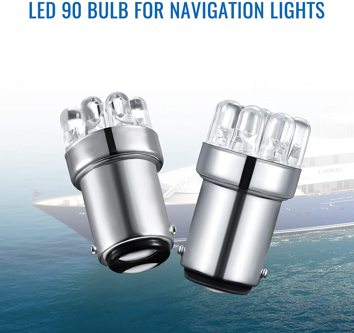 4 Pieces LED 90 Bulb 1004 Marine LED Replacement Bulb BA15D for Boat