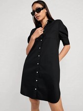 Old Navy Short Sleeve Shirt Dress Button Up Women L Black