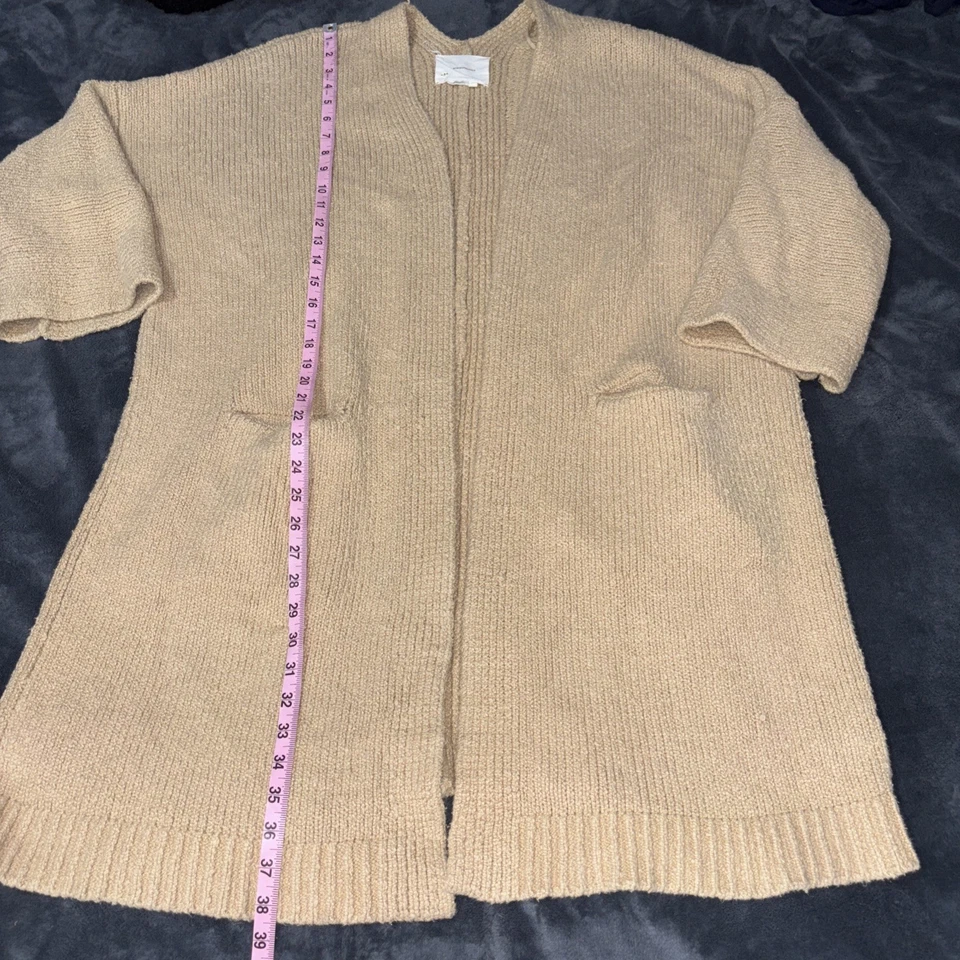 Anthropologie Heavy Chunky Knit Boho Cardigan Womens M Open Front Duster Sweater - Image 4 of 4