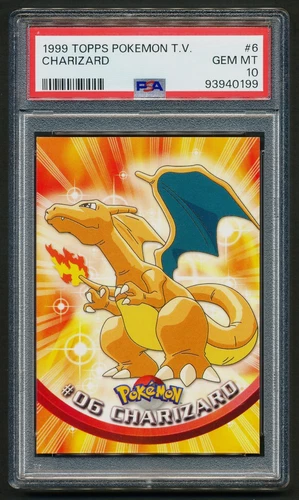 Charizard #6 Black Logo Topps Pokémon 1999 T.V. PSA 10 GEM MINT
