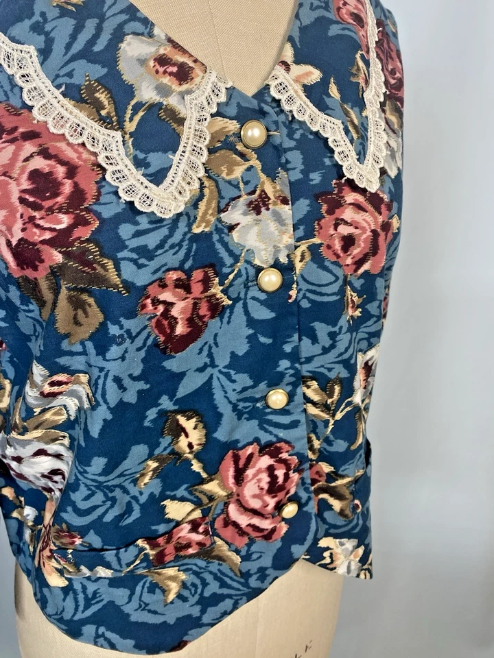 Top vintage para mujer TALLA GRANDE 14 floral modesto años 80 90 MISS DORBY casa de campo Foto 2 de 4