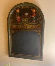 Vintage 3D Wooden Relief 'Today's Finefood' Menu Board with Pigs