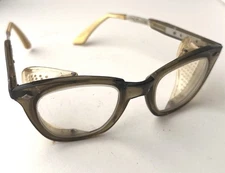 Vtg SELLSTROM Horn Rimmed Adjustable Arms Safety Glasses Side Shields Steampunk