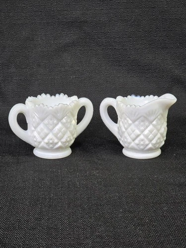 Vintage Westmoreland Milk Glass Thumbelina Set of Creamer & Sugar