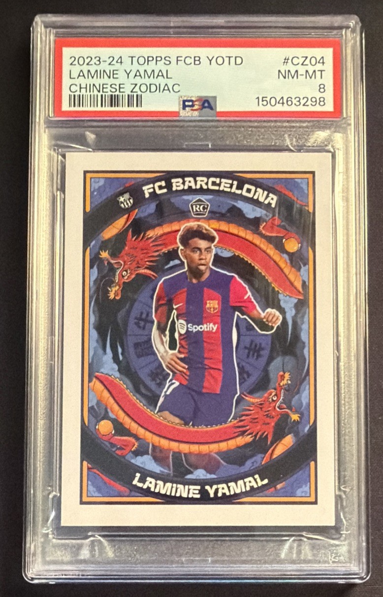 2023-24 TOPPS FCB YOTD LAMINE YAMAL CHINESE ZODIAC #CZ04 PSA 8 NM-MT