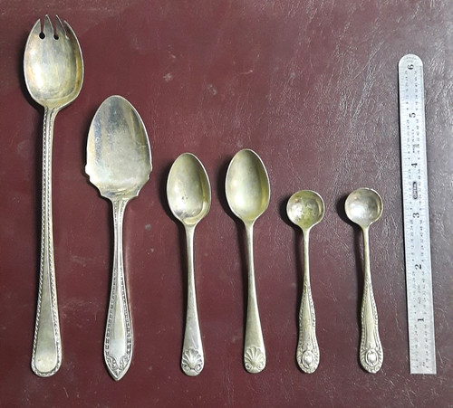 Vintage EPNS Silverplate 6-Piece Mixed Serving Spoons & Fork Set