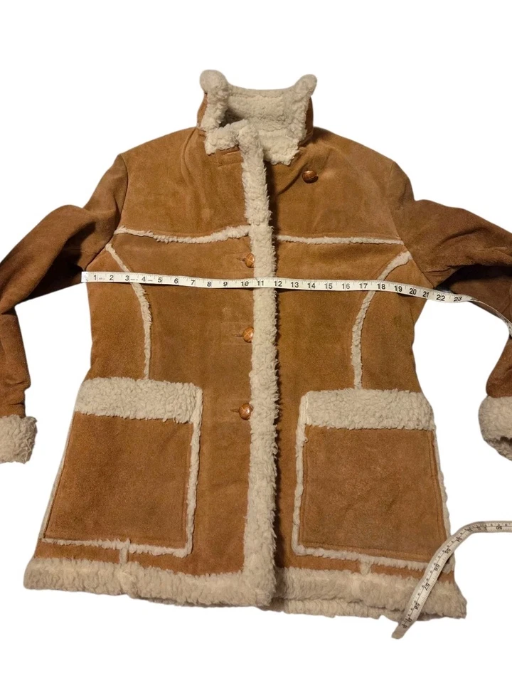 Abrigo de mujer vintage Miller Stockman cuero de vaca gamuza Sherpa Western 16 XL Foto 3 de 4