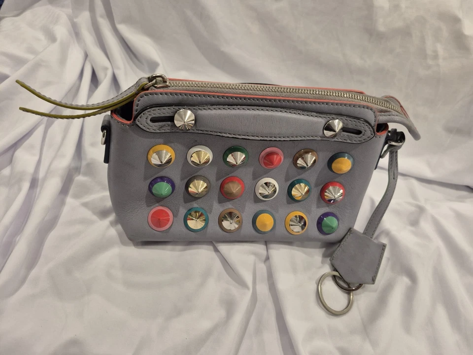 FENDI Handbag -Mini By The Way Blue Grey Leather Women's i13895 - Image 3 of 4