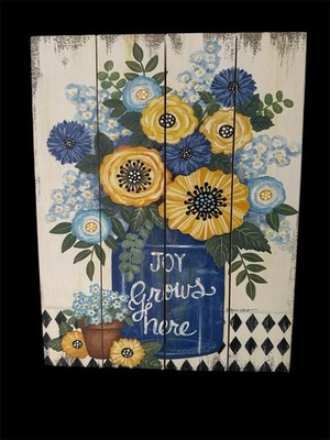 NEW  Joy Grows Here  Artwork Artist Annie La Point On Rustic Wood Ready To Hang