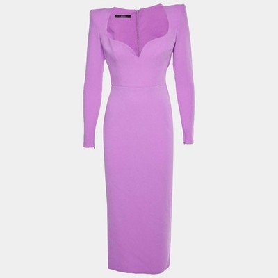 Alex Perry Purple Crepe Maren Curved Midi Dress M