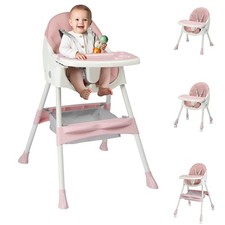 Silla Alta Plegable para Beb  2-en-1 con Bandeja y Arn s de Seguridad