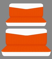 Front And Rear Bench Seat Covers Fits 1950-1970 Chevy Bel Air 4door White Orange Front And Rear Bench Seat Covers Fits 1950-1970 Chevy Bel Air 4door White Orange