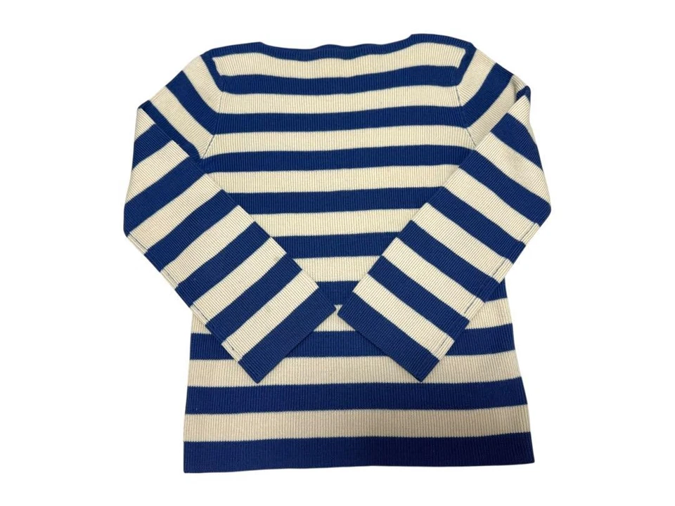 SUÉTER TEJIDO MANGA LARGA A RAYAS AZUL Y BLANCO USADO YVES SAINT LAURENT 100% W Foto 3 de 4