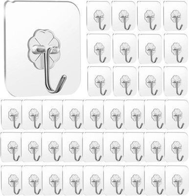 Adhesive Hook 40 Pack Hold 30lb(Max) Heavy Duty Sticky Hooks, Damage Free Se...