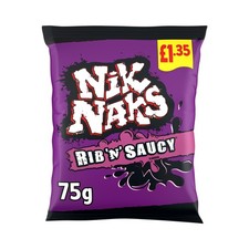 Nik Naks Rib 'N' Saucy Crisps 20 x75g Purple PMP