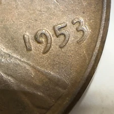 1953-P Error Variety Doubling On 3 Of Date DDO Lincoln Wheat Penny Cent Doubled