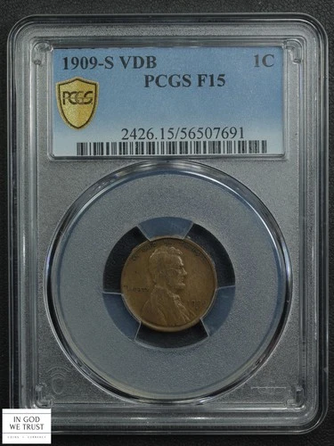 1909 S VDB Lincoln Wheat Copper Cent 1C PCGS F 15