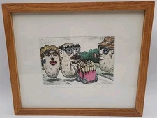 David Bigelow "Mr. And Mrs. Potatohead With Small Fries" Signed #1/18 EUC