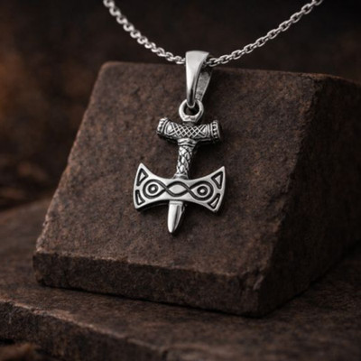 Sterling Silver Amulet of Talos Necklace, Video Game Jewelry, Fantasy Pendant