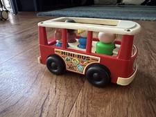 Minibus vintage Fisher Price Little People 1969 con persone/cane/pollo