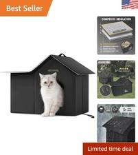 Insulated Outdoor Cat House for Feral Cats - Weatherproof  Windproof Shelter