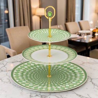 Rosenthal Swarovski SIGNUM Fern Etagere 3-Tier Serving Stand   Luxury Porcelain