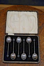 Art Deco 1927 Birmingham Sterling Silver Coffee Bean Spoons Samuel Levi Ltd