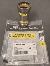 Streamline STL-G Carbon Steel 1½ x 2 x 4-3/5" Press x Press No-Stop Coupling